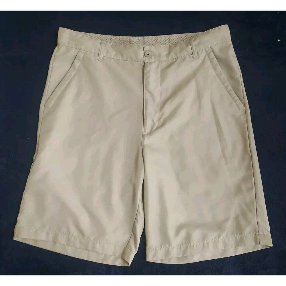 Mens TourMax Tan Quick Dry Polyester Golf Shorts 9